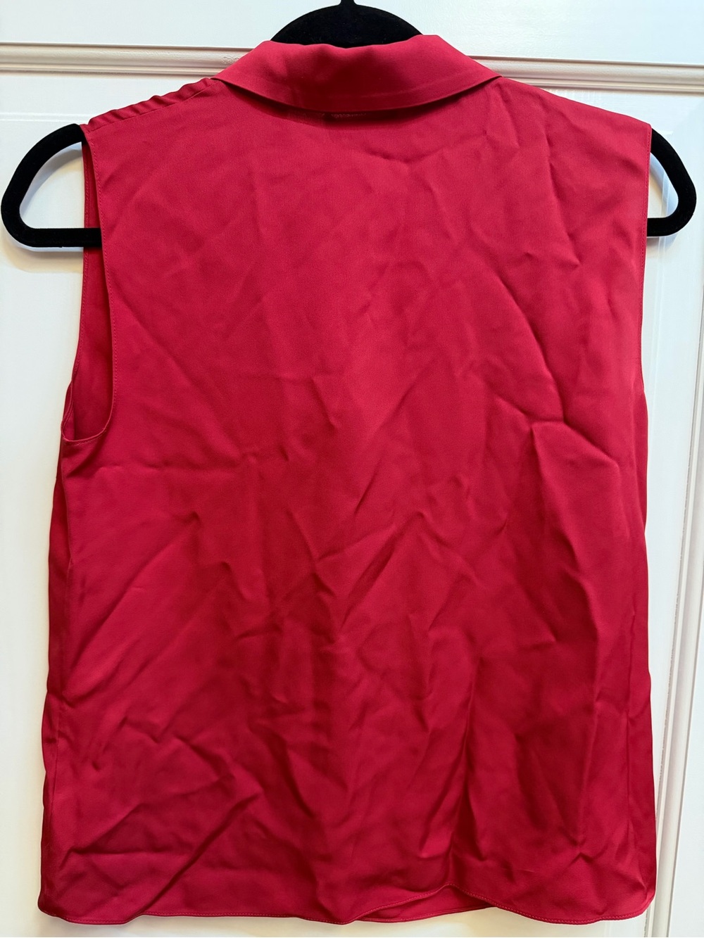 Theory Sleeveless Button-Down Top in Raspberry Red - Picture 7 of 7
